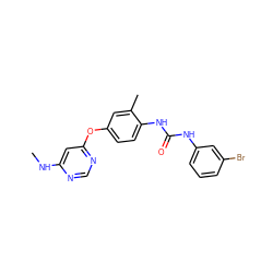 CNc1cc(Oc2ccc(NC(=O)Nc3cccc(Br)c3)c(C)c2)ncn1 ZINC001772589362