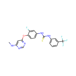 CNc1cc(Oc2ccc(NC(=S)Nc3cccc(C(F)(F)F)c3)cc2F)ncn1 ZINC001772622490