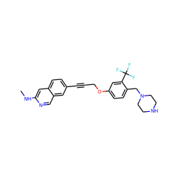 CNc1cc2ccc(C#CCOc3ccc(CN4CCNCC4)c(C(F)(F)F)c3)cc2cn1 ZINC000205635836