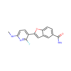 CNc1ccc(-c2cc3cc(C(N)=O)ccc3o2)c(F)n1 ZINC000084668833