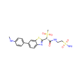 CNc1ccc(-c2ccc3nc([C@@H](C(=O)NCCS(N)(=O)=O)S(C)(=O)=O)sc3c2)cc1 ZINC000144164632