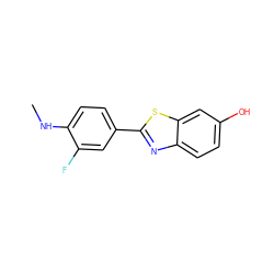 CNc1ccc(-c2nc3ccc(O)cc3s2)cc1F ZINC000034220093