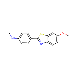 CNc1ccc(-c2nc3ccc(OC)cc3s2)cc1 ZINC000013522710