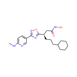 CNc1ccc(-c2noc([C@H](CCCC3CCCCC3)CC(=O)NO)n2)cn1 ZINC000028701829