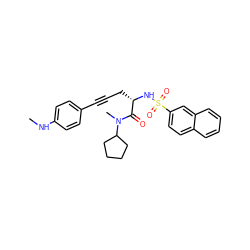 CNc1ccc(C#CC[C@H](NS(=O)(=O)c2ccc3ccccc3c2)C(=O)N(C)C2CCCC2)cc1 ZINC000025969220