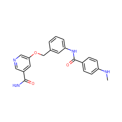 CNc1ccc(C(=O)Nc2cccc(COc3cncc(C(N)=O)c3)c2)cc1 ZINC000653871767