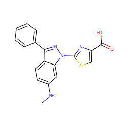 CNc1ccc2c(-c3ccccc3)nn(-c3nc(C(=O)O)cs3)c2c1 ZINC000103254802