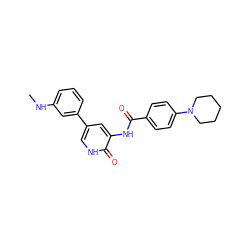 CNc1cccc(-c2c[nH]c(=O)c(NC(=O)c3ccc(N4CCCCC4)cc3)c2)c1 ZINC000071316864