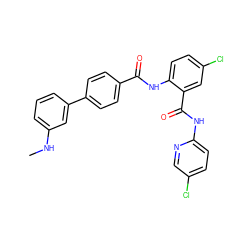 CNc1cccc(-c2ccc(C(=O)Nc3ccc(Cl)cc3C(=O)Nc3ccc(Cl)cn3)cc2)c1 ZINC000028107734