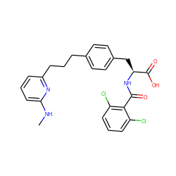 CNc1cccc(CCCc2ccc(C[C@H](NC(=O)c3c(Cl)cccc3Cl)C(=O)O)cc2)n1 ZINC000084670709