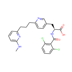 CNc1cccc(CCCc2ccc(C[C@H](NC(=O)c3c(Cl)cccc3Cl)C(=O)O)cn2)n1 ZINC000084669905