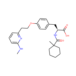 CNc1cccc(CCOc2ccc(C[C@H](NC(=O)C3(C)CCCCC3)C(=O)O)cc2)n1 ZINC000084758882