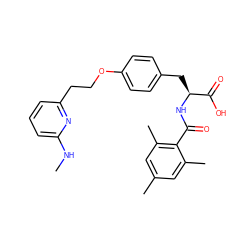 CNc1cccc(CCOc2ccc(C[C@H](NC(=O)c3c(C)cc(C)cc3C)C(=O)O)cc2)n1 ZINC000084669374