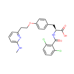 CNc1cccc(CCOc2ccc(C[C@H](NC(=O)c3c(Cl)cccc3Cl)C(=O)O)cc2)n1 ZINC000084670708