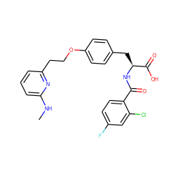 CNc1cccc(CCOc2ccc(C[C@H](NC(=O)c3ccc(F)cc3Cl)C(=O)O)cc2)n1 ZINC000084670221