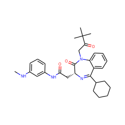 CNc1cccc(NC(=O)C[C@H]2N=C(C3CCCCC3)c3ccccc3N(CC(=O)C(C)(C)C)C2=O)c1 ZINC000013685062