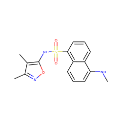 CNc1cccc2c(S(=O)(=O)Nc3onc(C)c3C)cccc12 ZINC000013741051