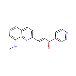 CNc1cccc2ccc(/C=C/C(=O)c3ccncc3)nc12 ZINC000141243487