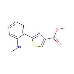 CNc1ccccc1-c1nc(C(=O)OC)cs1 ZINC000146631104