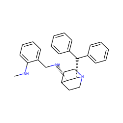 CNc1ccccc1CN[C@H]1C2CCN(CC2)[C@H]1C(c1ccccc1)c1ccccc1 ZINC000036323640