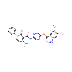 CNc1ccn(-c2ccccc2)c(=O)c1C(=O)Nc1ccc(Oc2ccnc3cc(OC)c(OC)cc23)cn1 ZINC000045322880