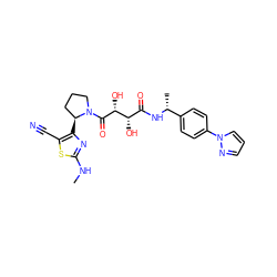 CNc1nc([C@H]2CCCN2C(=O)[C@H](O)[C@@H](O)C(=O)N[C@H](C)c2ccc(-n3cccn3)cc2)c(C#N)s1 ZINC000071340485