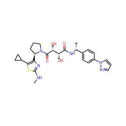 CNc1nc([C@H]2CCCN2C(=O)[C@H](O)[C@@H](O)C(=O)N[C@H](C)c2ccc(-n3cccn3)cc2)c(C2CC2)s1 ZINC000071341453