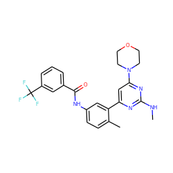 CNc1nc(-c2cc(NC(=O)c3cccc(C(F)(F)F)c3)ccc2C)cc(N2CCOCC2)n1 ZINC000220500484