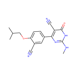 CNc1nc(-c2ccc(OCC(C)C)c(C#N)c2)c(C#N)c(=O)[nH]1 ZINC000103254734