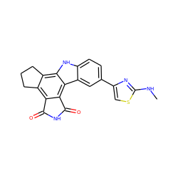 CNc1nc(-c2ccc3[nH]c4c5c(c6c(c4c3c2)C(=O)NC6=O)CCC5)cs1 ZINC000028897214