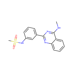 CNc1nc(-c2cccc(NS(C)(=O)=O)c2)nc2ccccc12 ZINC000004257391