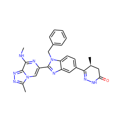 CNc1nc(-c2nc3cc(C4=NNC(=O)C[C@@H]4C)ccc3n2Cc2ccccc2)cn2c(C)nnc12 ZINC000220783224