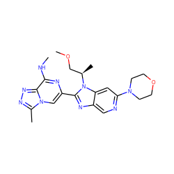 CNc1nc(-c2nc3cnc(N4CCOCC4)cc3n2[C@H](C)COC)cn2c(C)nnc12 ZINC001772601013