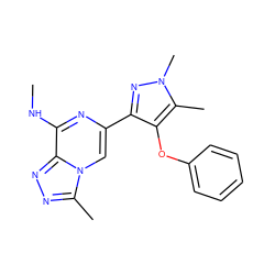 CNc1nc(-c2nn(C)c(C)c2Oc2ccccc2)cn2c(C)nnc12 ZINC000209366921