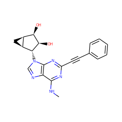 CNc1nc(C#Cc2ccccc2)nc2c1ncn2[C@H]1[C@H](O)[C@H](O)[C@@H]2C[C@@H]21 ZINC000084687359