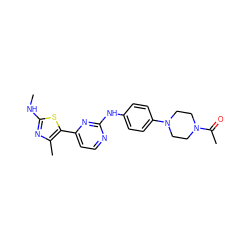 CNc1nc(C)c(-c2ccnc(Nc3ccc(N4CCN(C(C)=O)CC4)cc3)n2)s1 ZINC000038513035