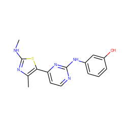 CNc1nc(C)c(-c2ccnc(Nc3cccc(O)c3)n2)s1 ZINC000013559867