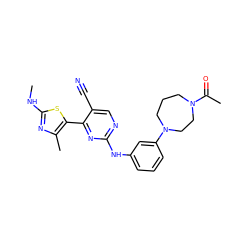 CNc1nc(C)c(-c2nc(Nc3cccc(N4CCCN(C(C)=O)CC4)c3)ncc2C#N)s1 ZINC000095603671