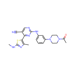 CNc1nc(C)c(-c2nc(Nc3cccc(N4CCN(C(C)=O)CC4)c3)ncc2C#N)s1 ZINC000095603985