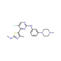 CNc1nc(C)c(-c2nc(Nc3cccc(N4CCN(C)CC4)c3)ncc2F)s1 ZINC000103291589