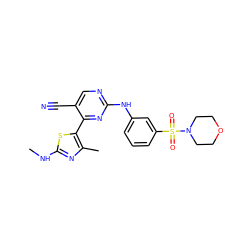 CNc1nc(C)c(-c2nc(Nc3cccc(S(=O)(=O)N4CCOCC4)c3)ncc2C#N)s1 ZINC000103291576