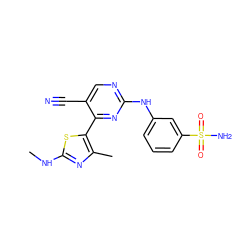 CNc1nc(C)c(-c2nc(Nc3cccc(S(N)(=O)=O)c3)ncc2C#N)s1 ZINC000095597472