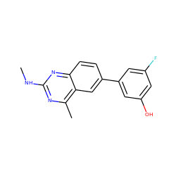 CNc1nc(C)c2cc(-c3cc(O)cc(F)c3)ccc2n1 ZINC000095564482