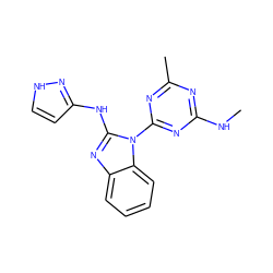 CNc1nc(C)nc(-n2c(Nc3cc[nH]n3)nc3ccccc32)n1 ZINC000071315924