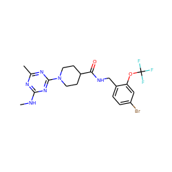 CNc1nc(C)nc(N2CCC(C(=O)NCc3ccc(Br)cc3OC(F)(F)F)CC2)n1 ZINC000043203967