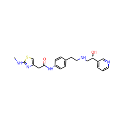 CNc1nc(CC(=O)Nc2ccc(CCNC[C@H](O)c3cccnc3)cc2)cs1 ZINC000049067235