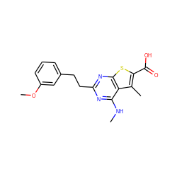 CNc1nc(CCc2cccc(OC)c2)nc2sc(C(=O)O)c(C)c12 ZINC001772646976