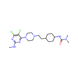 CNc1nc(Cl)c(Cl)c(N2CCN(CCC3CCC(NC(=O)N(C)C)CC3)CC2)n1 ZINC000147087340