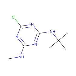 CNc1nc(Cl)nc(NC(C)(C)C)n1 ZINC000000184551