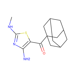 CNc1nc(N)c(C(=O)C23CC4CC(CC(C4)C2)C3)s1 ZINC000004127499